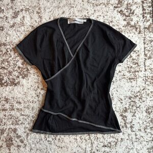 Vintage Tommy Hilfiger Y2K Black Short Sleeve Wrap Top